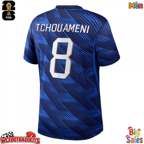 France Aurelien Tchouameni #8 Replica Home Stadium Shirt World Cup 2026 Short Sleeve